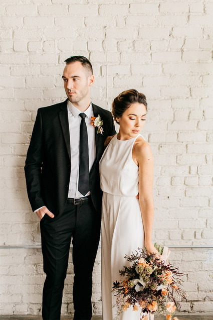 Modern bride and groom