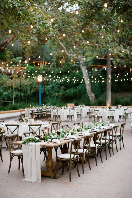 Long elegant rustic table for Rancho Las Lomas wedding