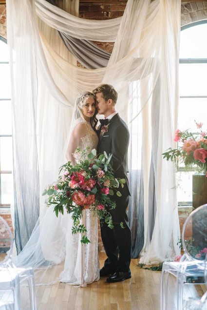 modern feminine warehouse wedding inspiration