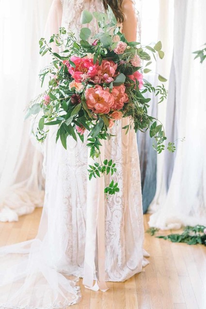 coral peony bridal bouquet Inspiration