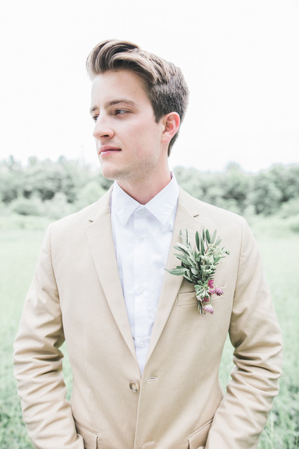khaki groom's suit