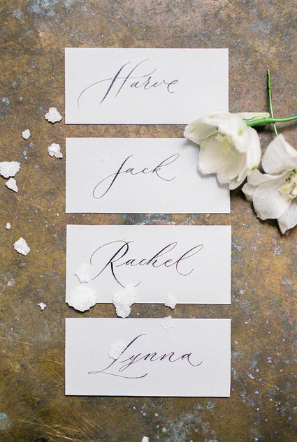 escort cards with calligraphy