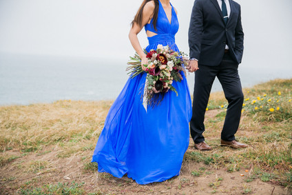 Blue dress engagement photos