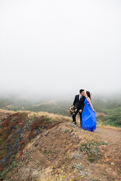 Blue dress engagement photos