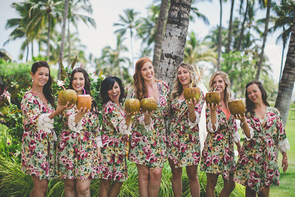 tropical print bridesmaid robes Inspiration