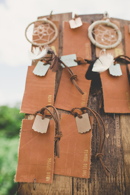leather dreamcatcher escort cards Inspiration