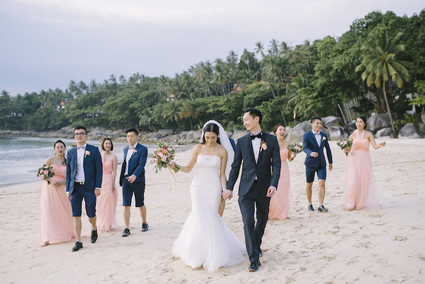 pink watercolor-inspired beach wedding in Phuket, Thailand