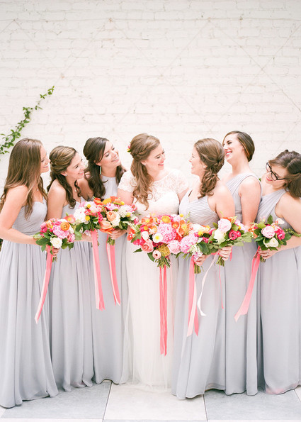 pink and grey bridesmaids