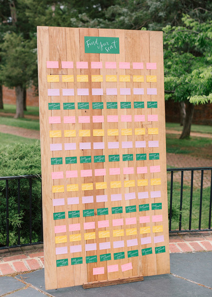 colorful wedding seating chart