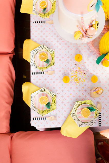 Modern whimsical lemonade stand 3rd birthday