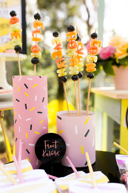 Modern whimsical lemonade stand 3rd birthday