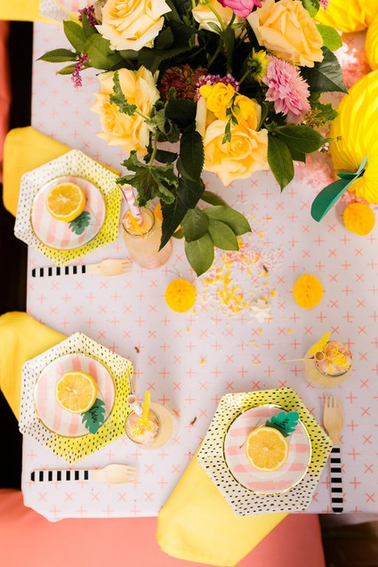 Modern whimsical lemonade stand 3rd birthday