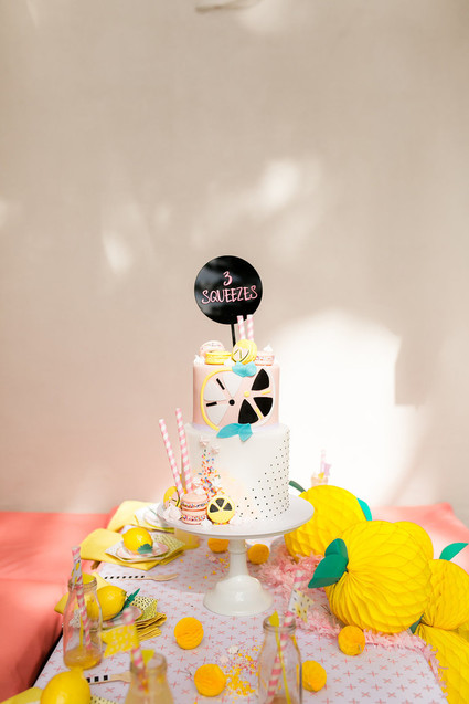 Modern whimsical lemonade stand 3rd birthday