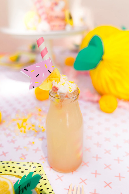 Modern whimsical lemonade stand 3rd birthday