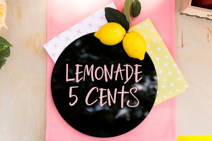 Modern whimsical lemonade stand 3rd birthday