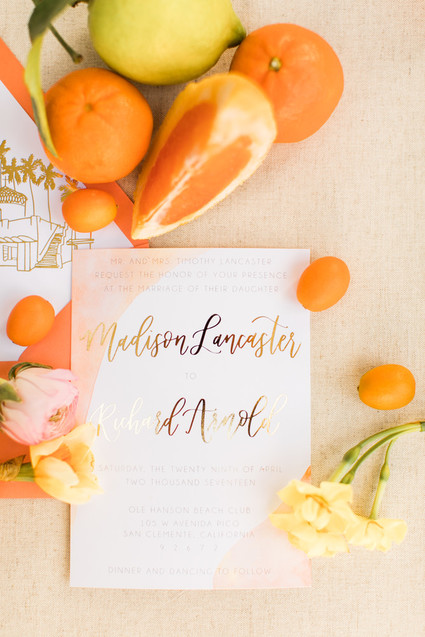 Gold leaf wedding invites
