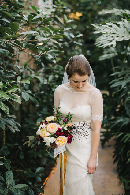 eclectic secret garden wedding with fall colors