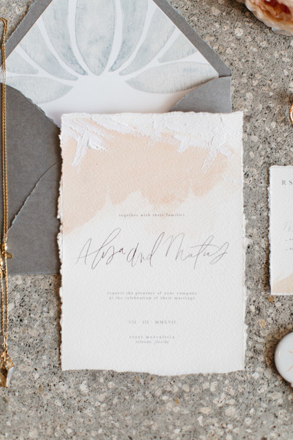 hand painted blush wedding invites Inspiration