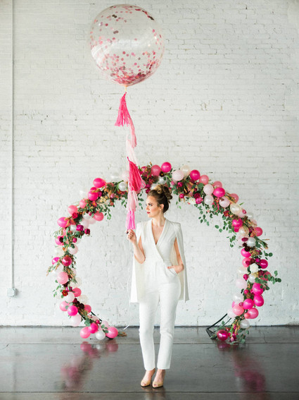 bridal shower floral balloon arch