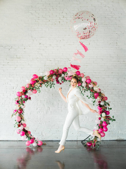 bridal shower floral balloon arch