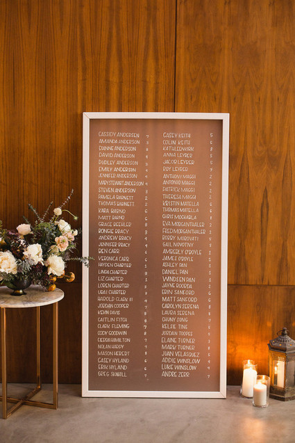 Simple, sophisticated escort card display Inspiration