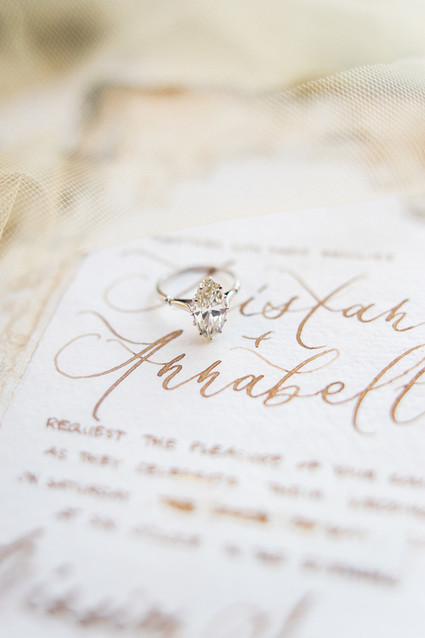romantic calligraphy and engagement ring
