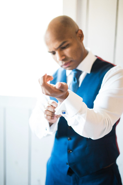 Blue groom's suit