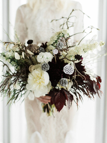Dark wild wedding bouquet