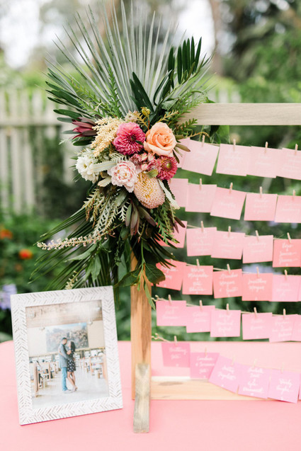 Tropical escort card display Inspiration