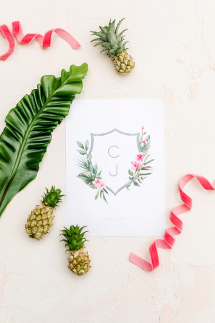 Tropical coral garden wedding invitations