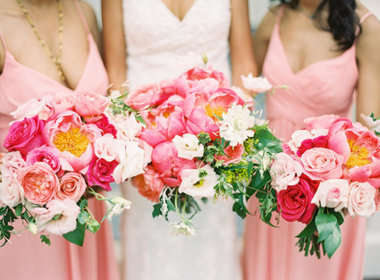 peony bride and bridesmaid bouquets Inspiration