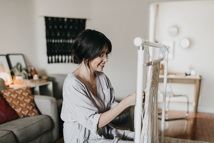At home family session with macrame artist Judah Co.