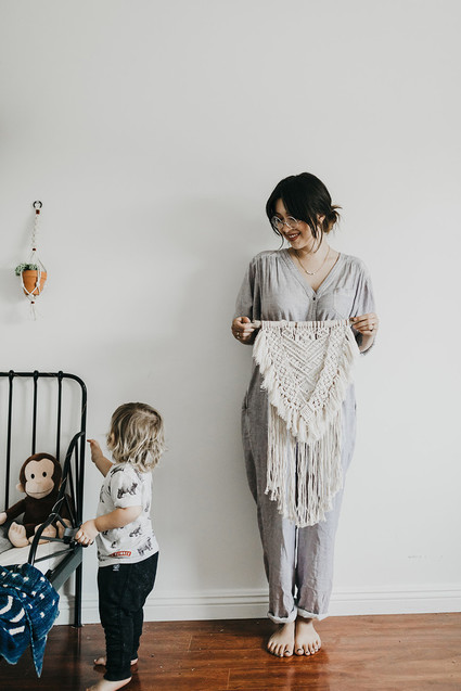 At home family session with macrame artist Judah Co.