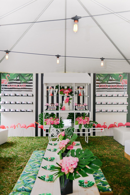 Black and white and pink flamingo birthday party