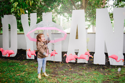 Black and white and pink flamingo birthday party