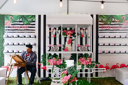 Black and white and pink flamingo birthday party