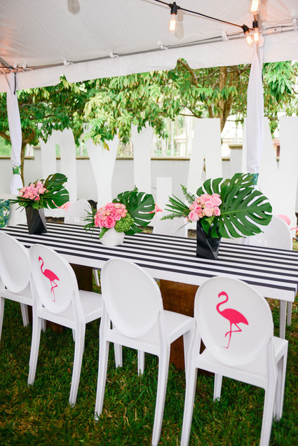 Black and white and pink flamingo birthday party
