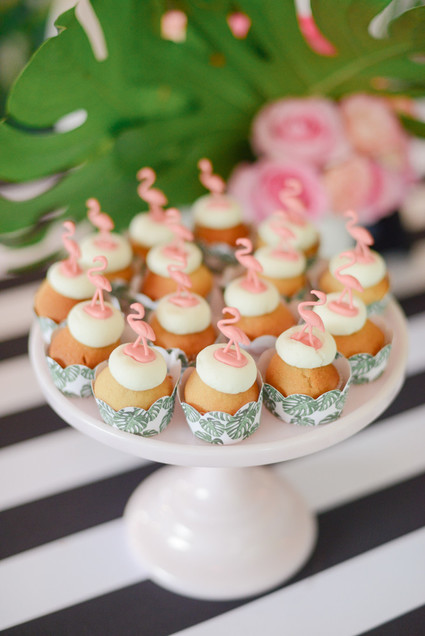 Black and white and pink flamingo birthday party