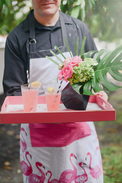 Black and white and pink flamingo birthday party