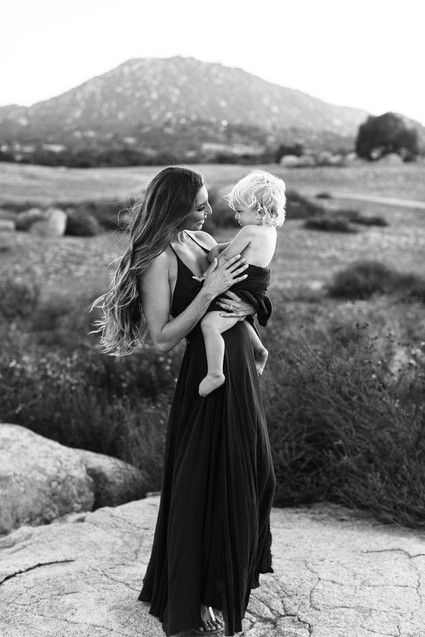 Black and white fashion-inspired family photos