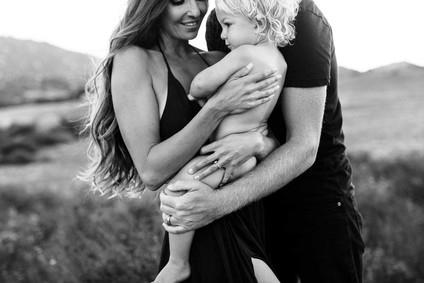 Black and white fashion-inspired family photos