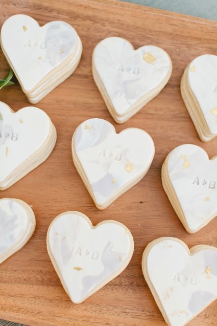 white heart wedding cookies