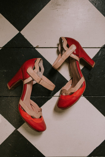 chunky red wedding shoes