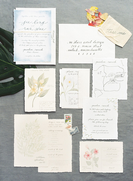 Vintage botanical wedding invitations
