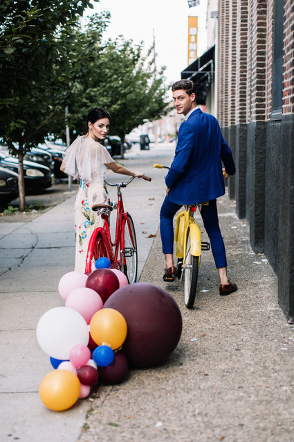 Bright whimsical engagement photos in Philadelphia
