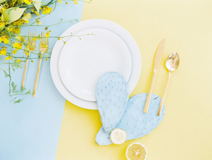 blue and yellow modern wedding inspiration