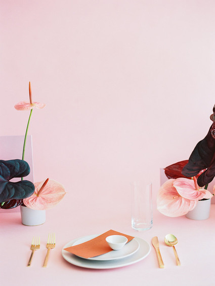 modern color blocked wedding inspiration