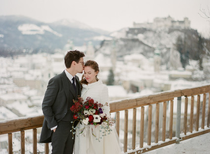 Elegant snowy Christmas wedding in Salzburg Austria on 100 Layer Cake