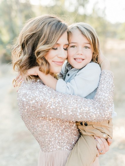 Rustic sparkle holiday family photos in San Diego