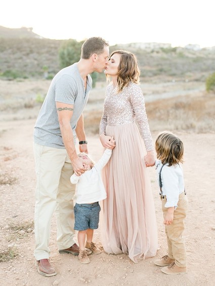 Rustic sparkle holiday family photos in San Diego